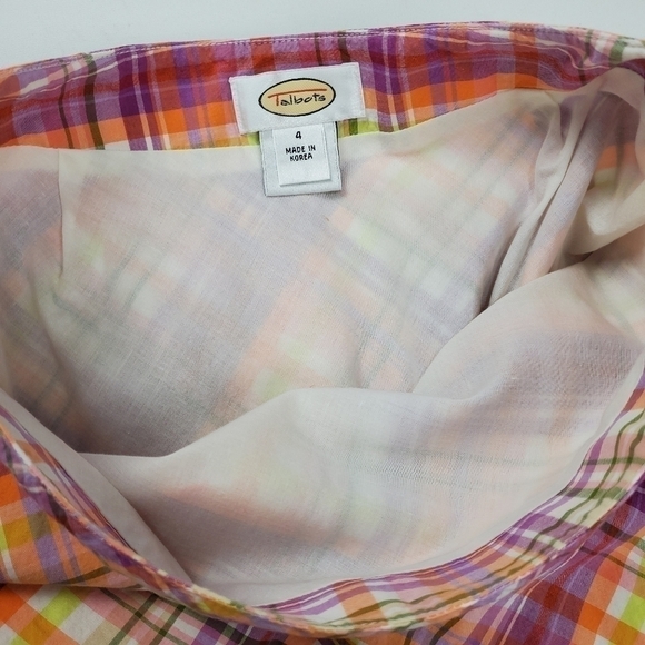 TALBOTS Pink Purple Orange Plaid Skirt Size 4 - Picture 3 of 13